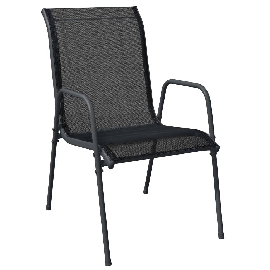 vidaXL Gartenstühle 2 Stk. Stahl und Textilene Schwarz