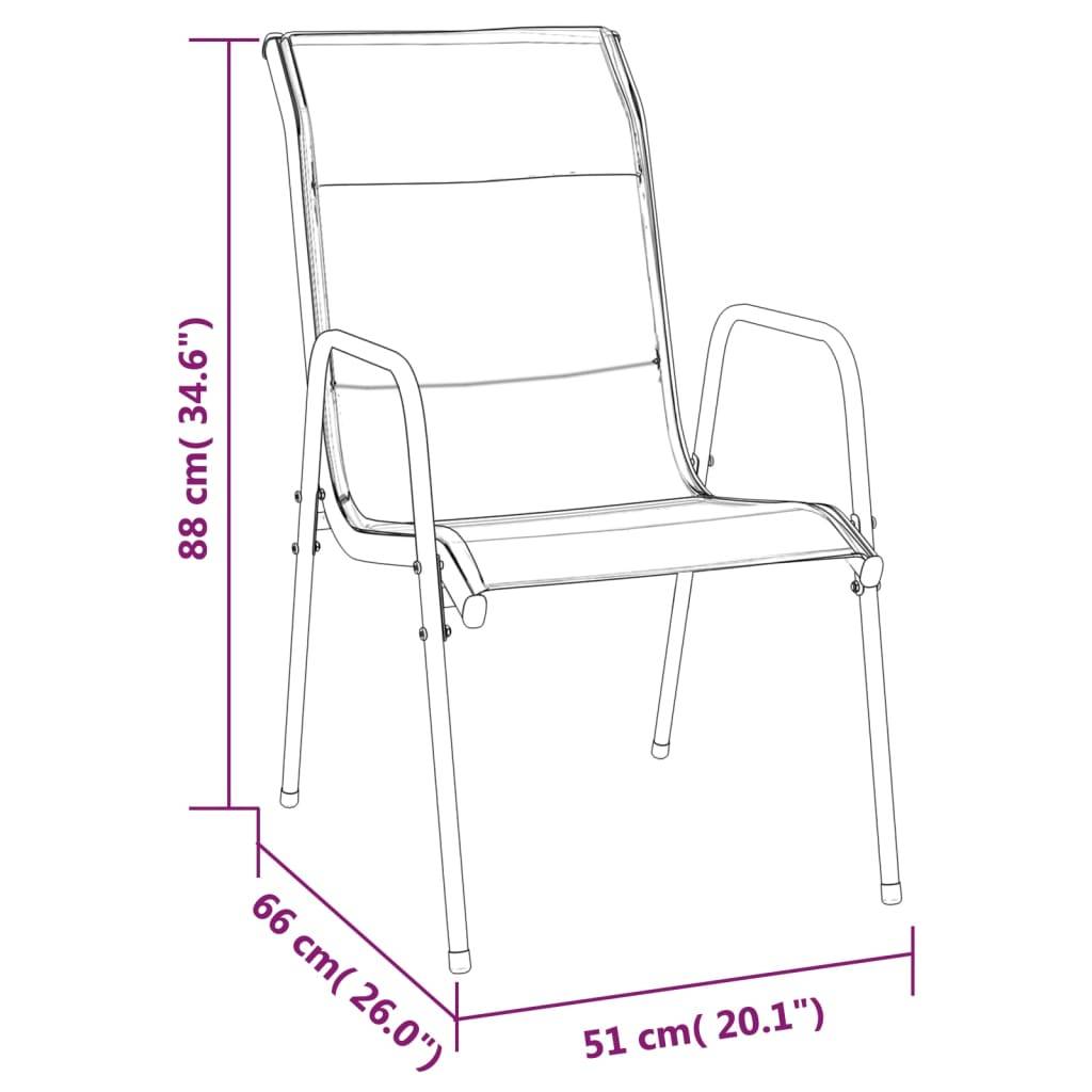 vidaXL Gartenstühle 2 Stk. Stahl und Textilene Schwarz