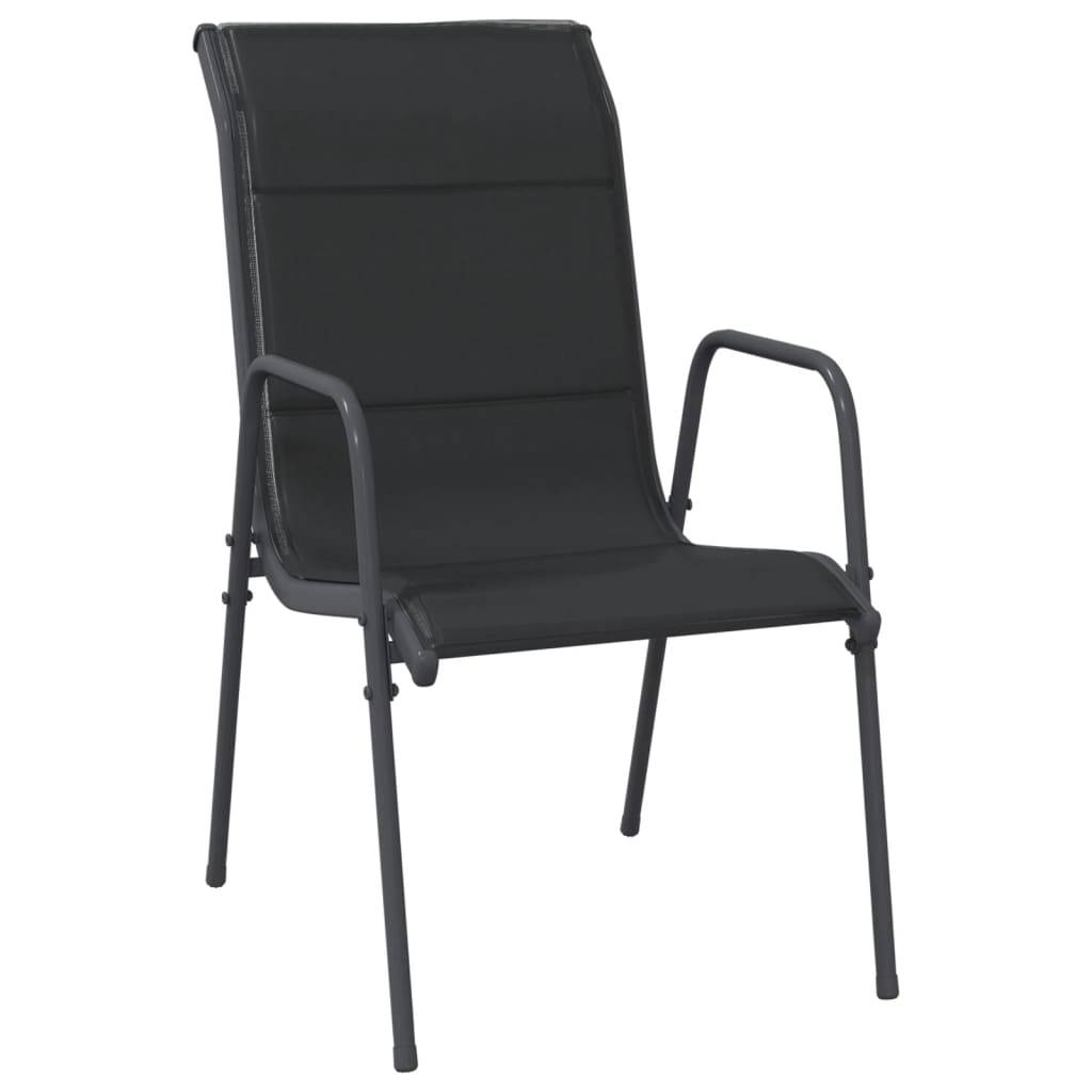 vidaXL Gartenstühle 6 Stk. Stahl und Textilene Schwarz