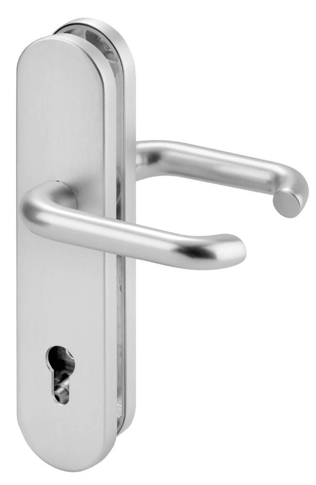 Format Schutz-Langschild-Drückergarnitur ES 1 12mm oval U-Form 10/92 PZ Alu F1