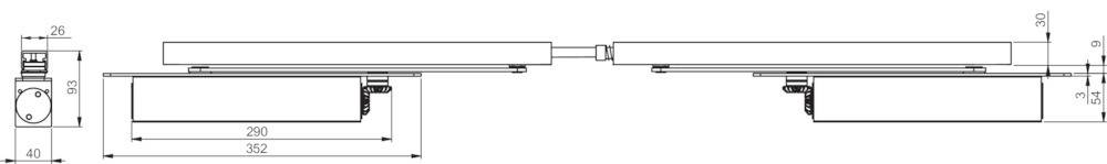 ASSA ABLOY verdecktliegende Gleitschiene mit integrierter Schließfolgeregelung,