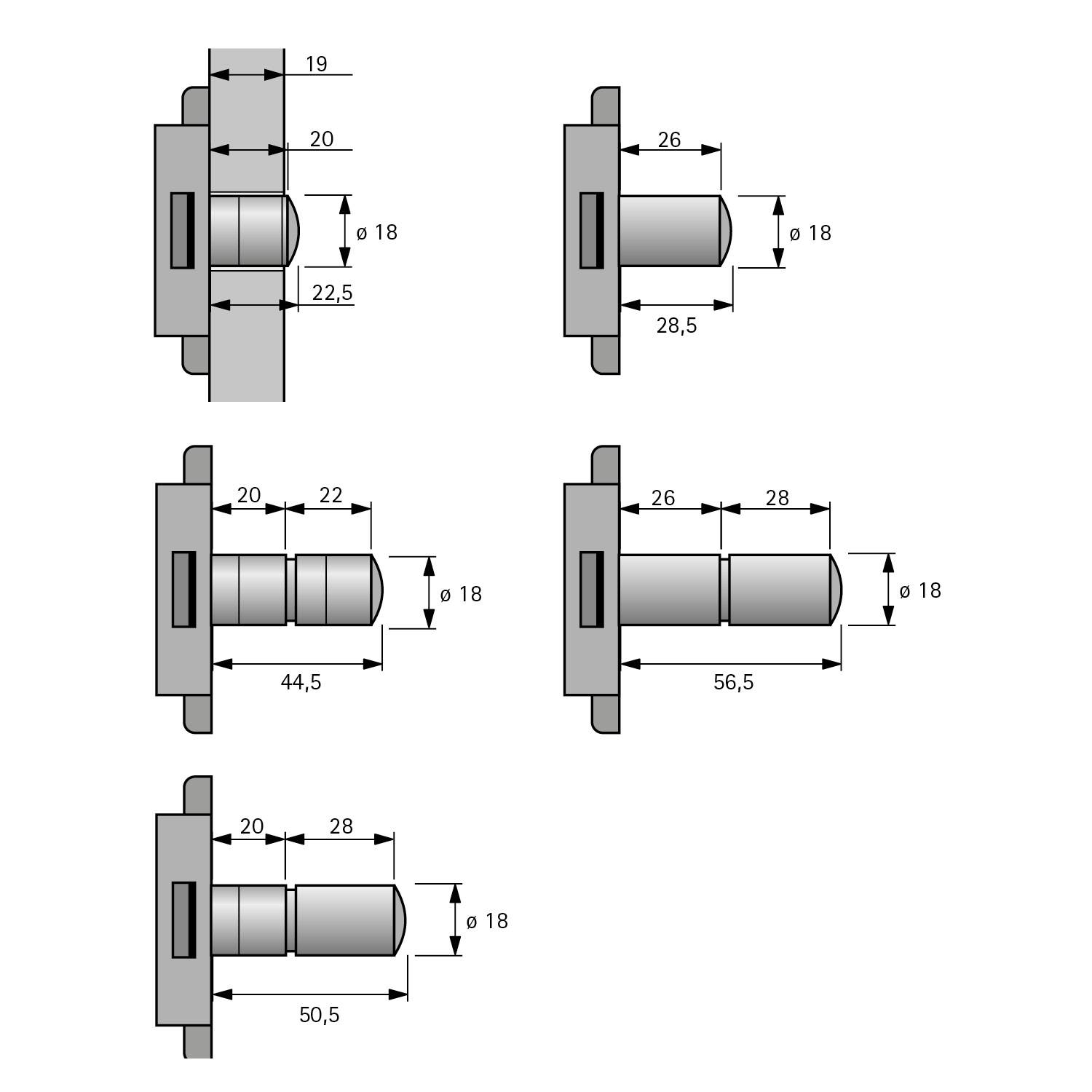 Adapter z. verlängern v. Zylinderschlösser Prestige 2000, Länge 22 mm
