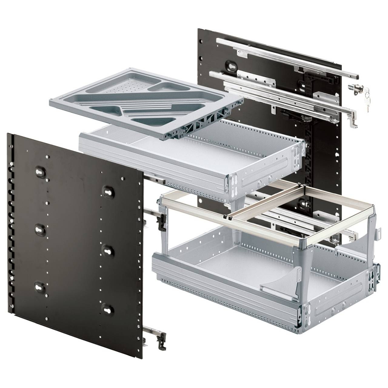 Schnellmontage Container-Set 404 x 730, Aluminium Optik