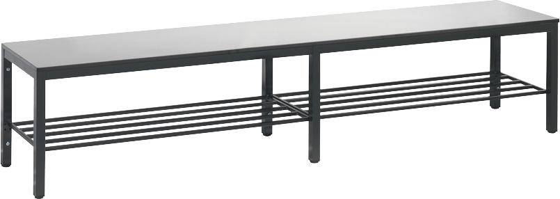 Sitzbank HPL B1960xT353xH401 mm RAL 7021/silbergrau mit Schuhrost