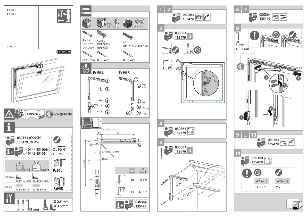 Geze OL-Eckwinkelgetriebe, FZ90, ohne Kurbelstange, DIN Links, verzinkt