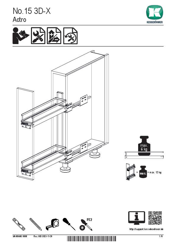 Frontauszug Classic silber für Actro 150 mm Schrankbreite