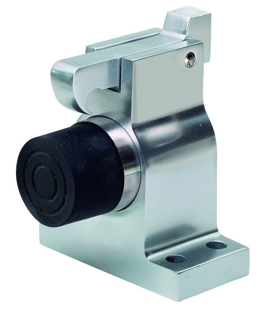 Ein Metall- und Gummi-Türstopper mit elegantes, modernem Design, entworfen für robuste, gewerbliche Verwendung.