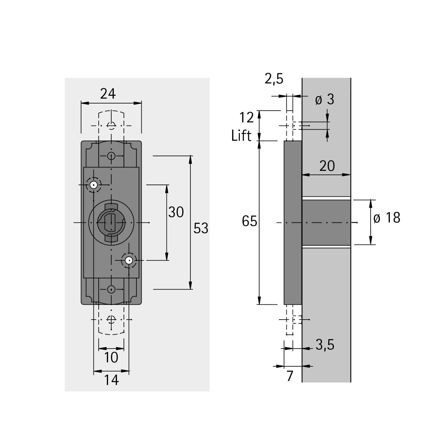 Set Zylinder-Schubstangenschloß Z23 links , vernickelt