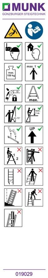 MUNK Produktaufkleber Klappleiter mit 2 Quertraversen 20 Stück
