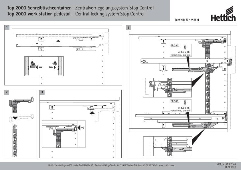 Verriegelungsstangen-Sets Stop Control, Länge HE 7,5 + 1, rechts