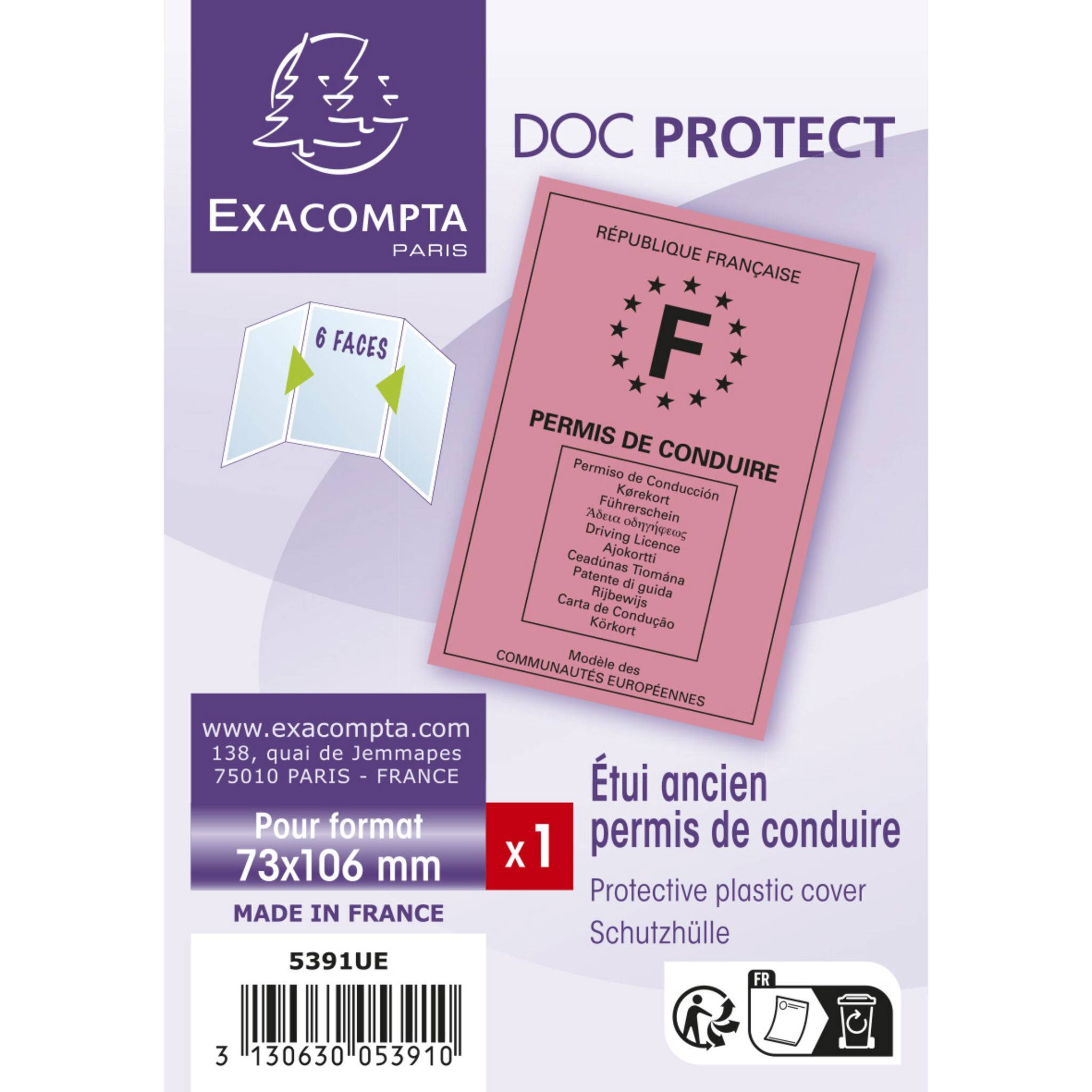 Exacompta 10x 10 Schutzhüllen Führerschein PVC 200µ 73x107mm Kristall 5391UE