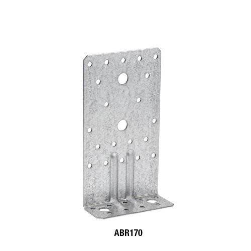 Ein Metallwinkel mit mehreren Schraubenlöchern, gekennzeichnet mit „ABR170