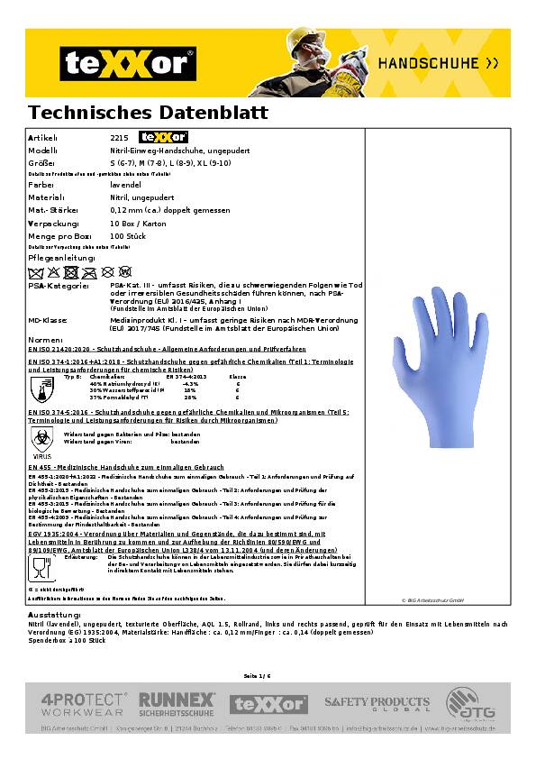 teXXor® Nitril-Einweg-Handsch. UNGEPUDERT lavendel Gr. 10