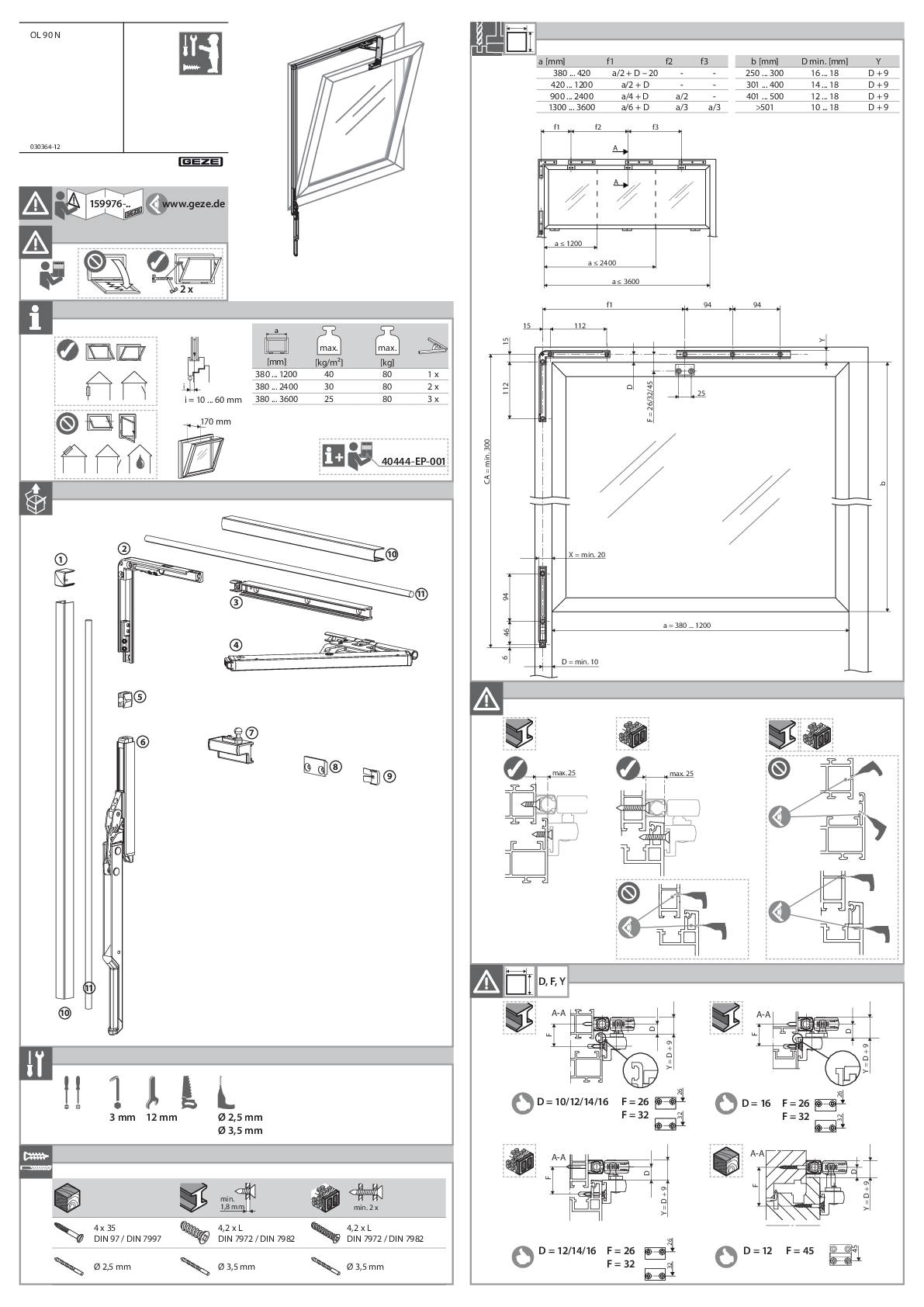 Geze OL-Flügelbock, gleitend, OL90N / OL95, Aluminium, RAL 9016