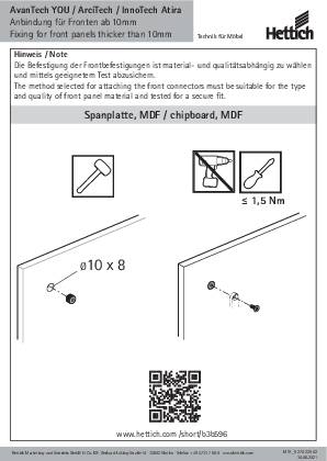 Anbindung für Fronten ab 10 mm