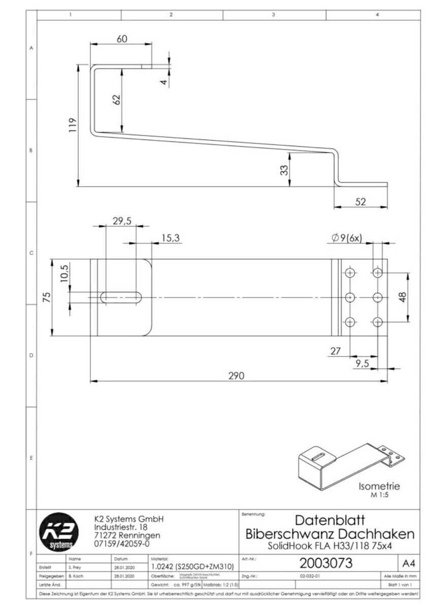 K2 Systems Dachhaken Roof hooks 2003073