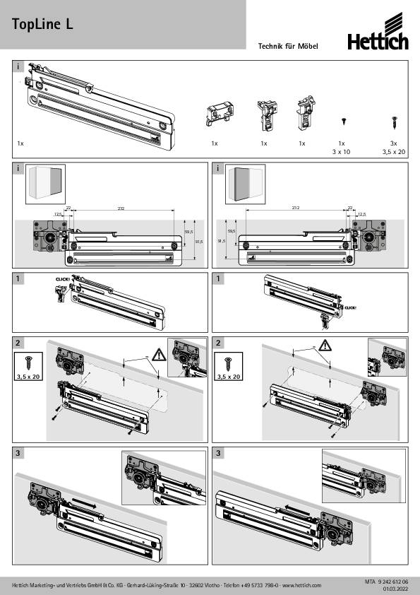TopLine L, Set Öffnungsdämpfung Silent System 2-türig, max 50 kg 2-türig