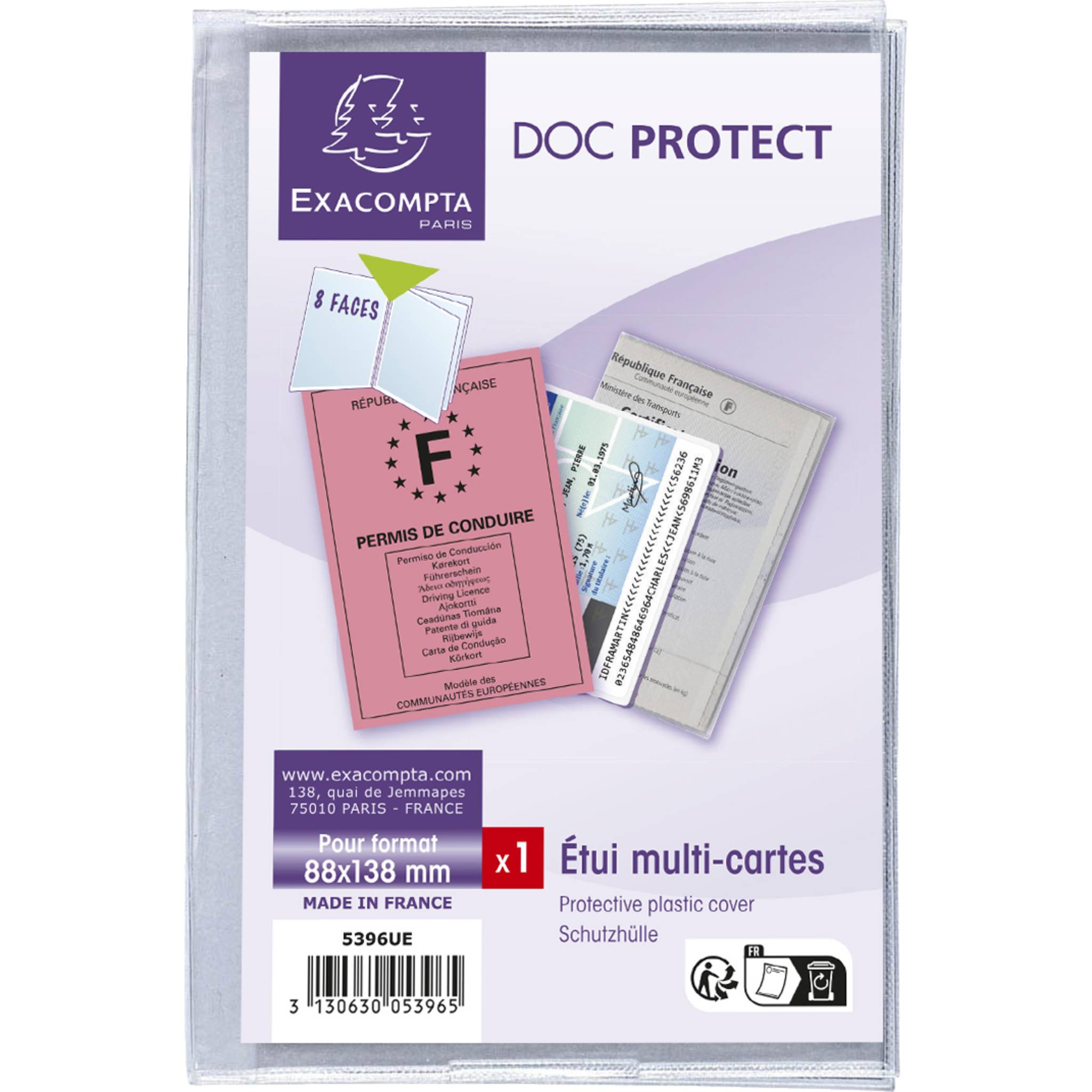 Exacompta 10x 10 Schutzhüllen 4-teilig glattem PVC 200µ 88x138mm Kristall 5396UE