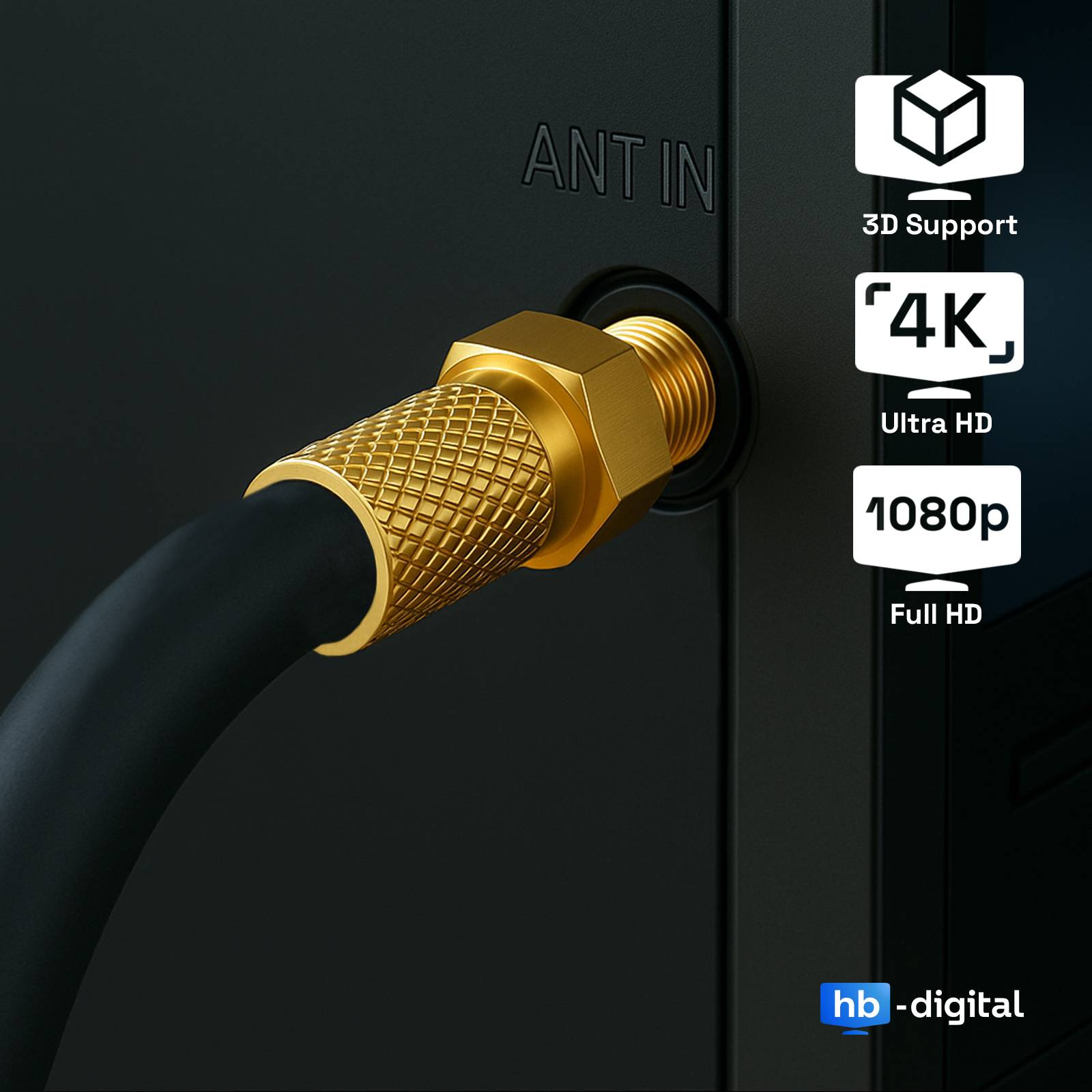 hb-digital 500m Koaxialkabel HQ 135dB 4-Fach Stahl Kupfer schwarz + 100 F-St