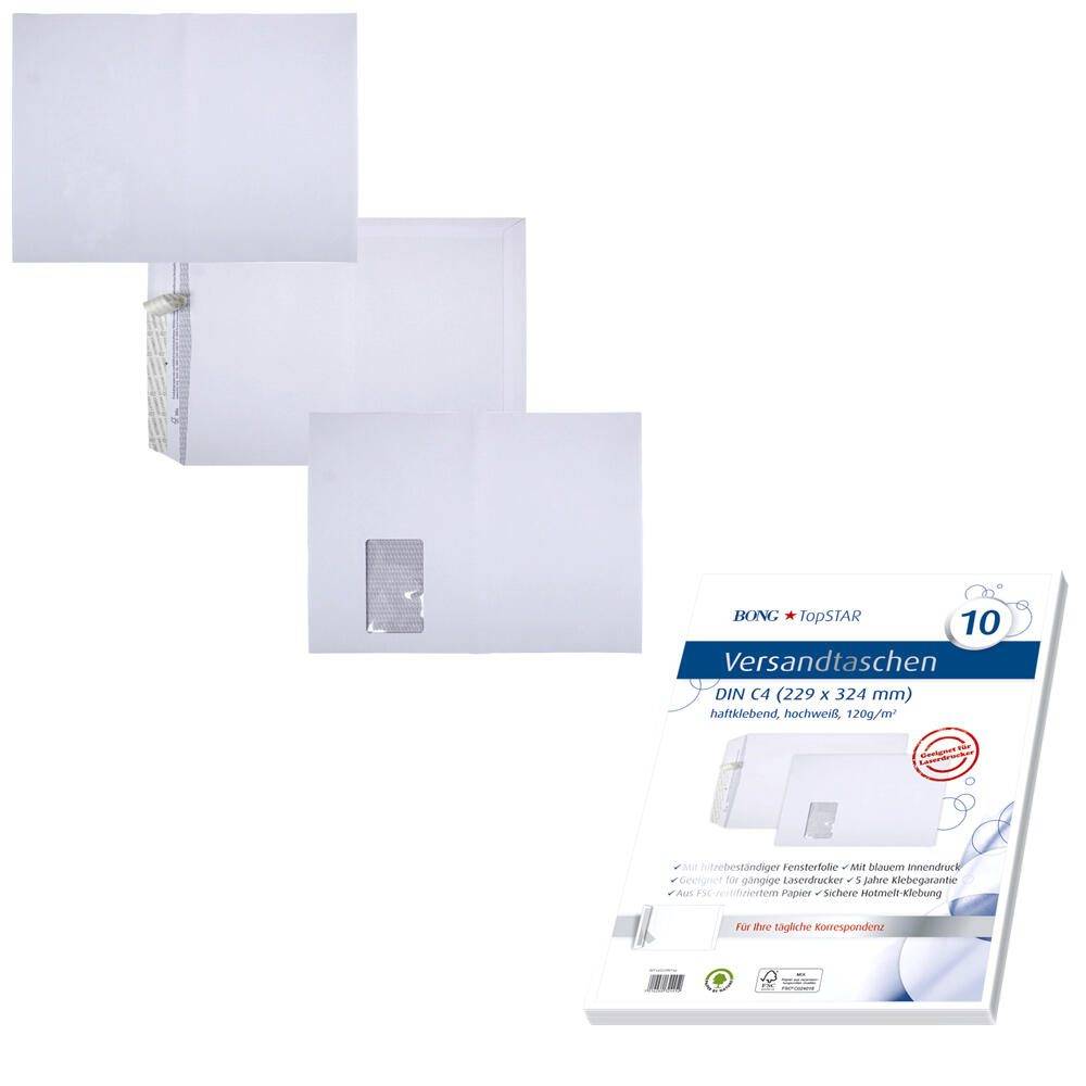 Bong Versandtaschen TopSTAR DIN C4 mit Fenster weiß 10 St.