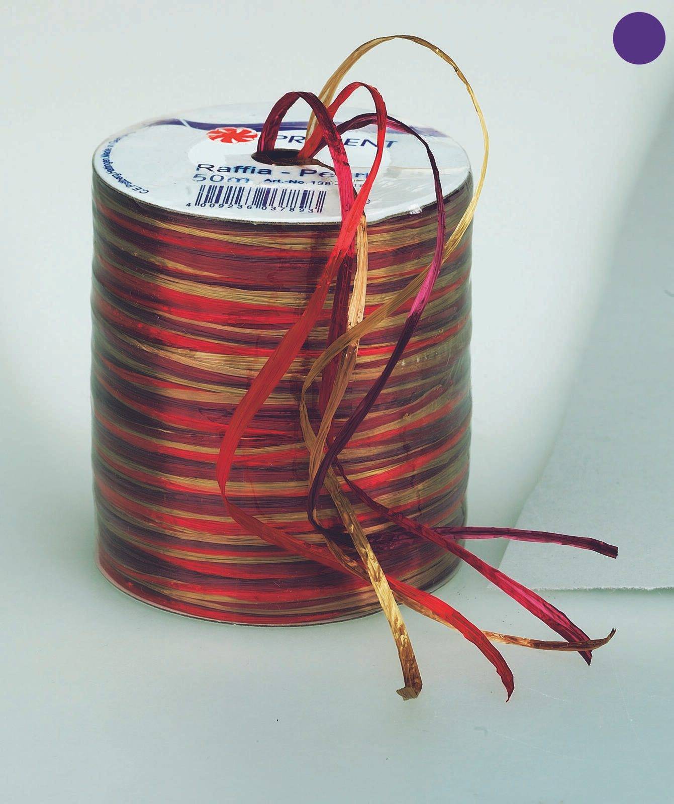 C.E. Pattberg Geschenkband Raffia glänzend rot/gold 3.0 mm x 50.0m