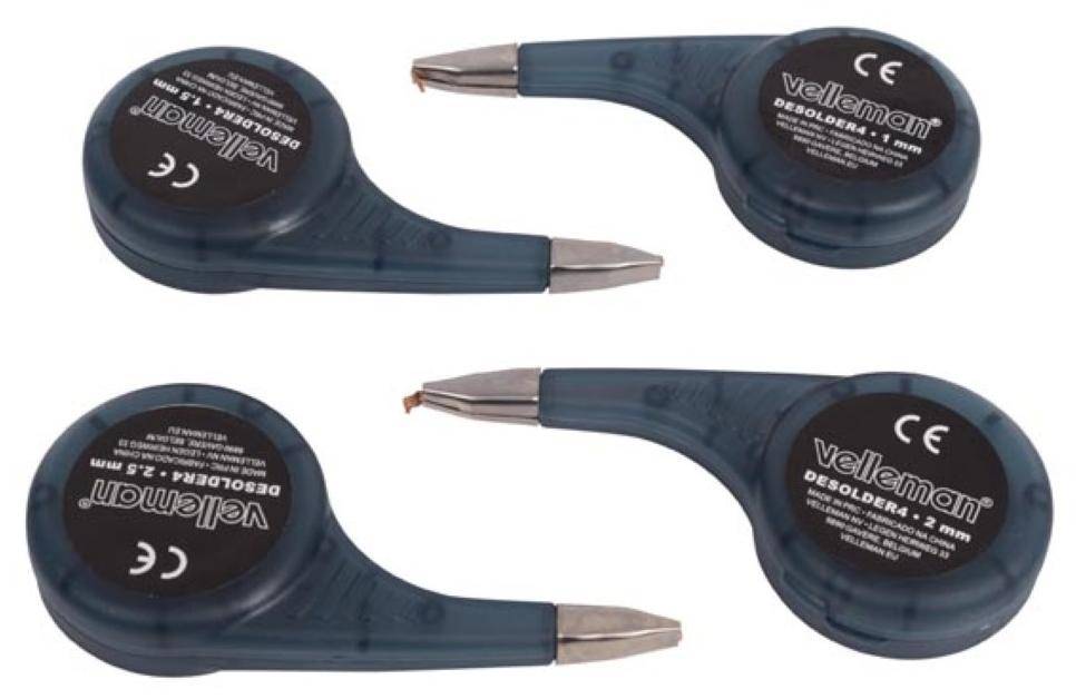 Velleman Entlötlitze 4er Set, Breiten 1mm - 2.5 mm, Länge 150 cm, wasserdichtes Gehäuse