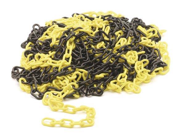 Perel Absperrkette zum Markieren, Absichern oder Absperren von Gefahrenzonen, Baustellen, Bereichen und Wegen, Innen- und Außenbereich, Kunststoff