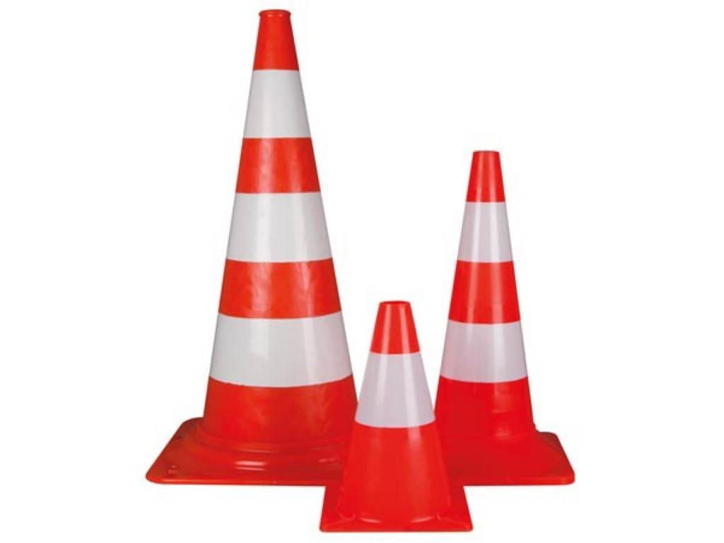 Perel Leitkegel zum Markieren, Absichern oder Absperren von Gefahrenzonen, Baustellen, Bereichen und Wegen, Rot/Weiß, 75 cm