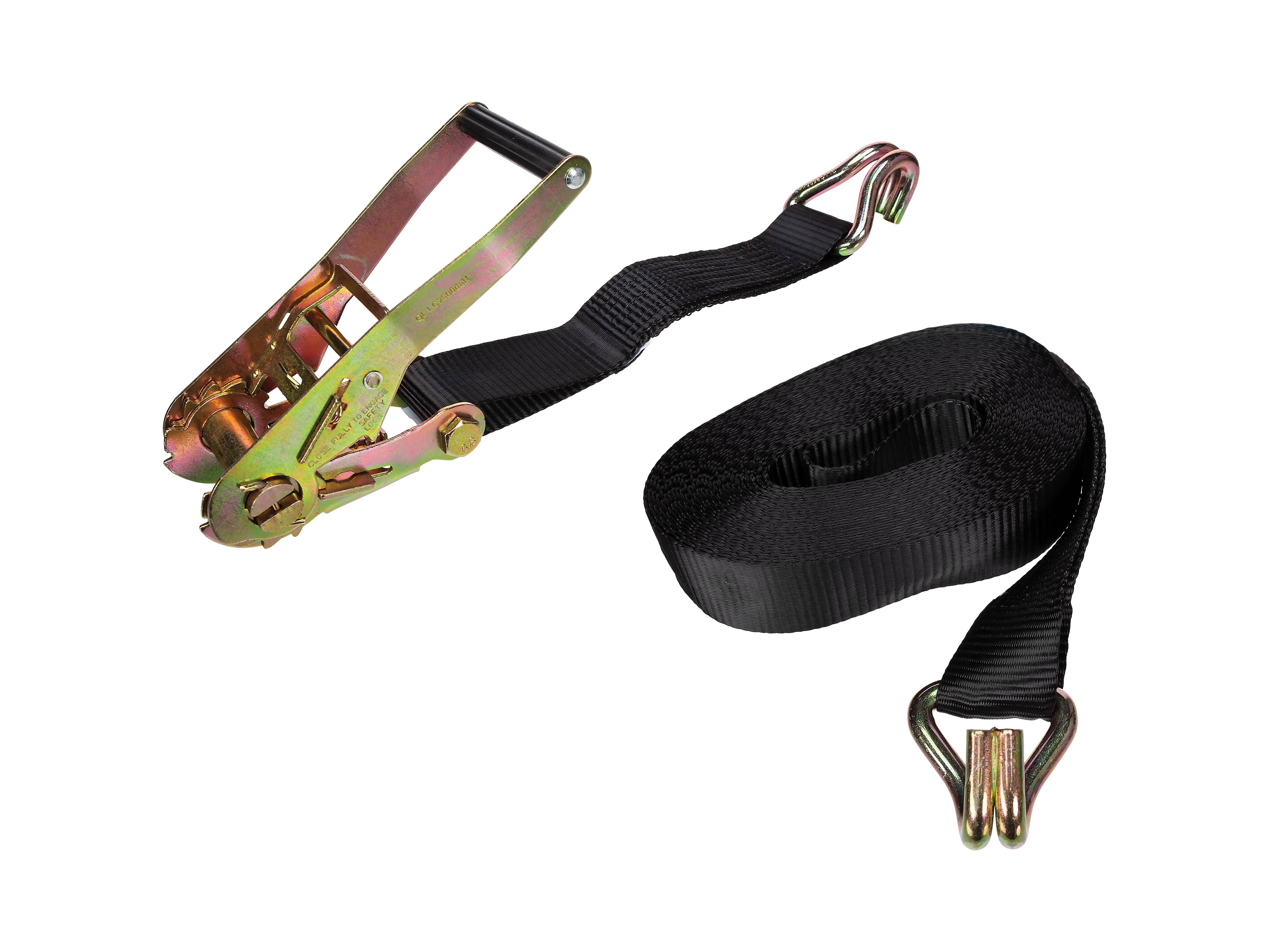 Spanngurt mit Ratsche, zweiteilig, Spitzhaken, UV-beständig, wasserabweisend, für etwas schwerere Lasten, max. 1000 kg, Polyester, Schwarz, 12 m x