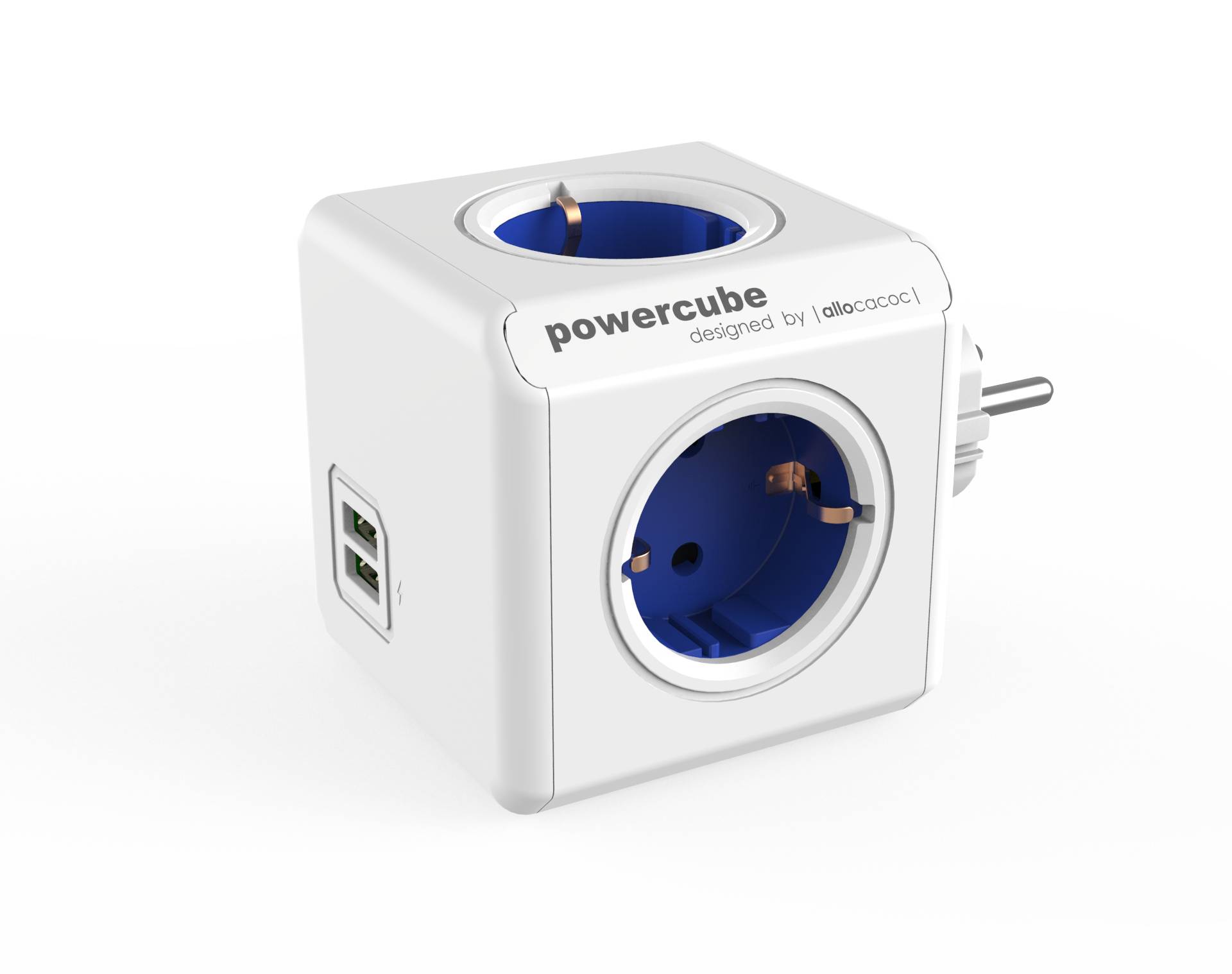 Allocacoc PowerCube Original USB - 4 AC-Ausgänge - Indoor - Typ F - Type F (CEE 7/4) - Blau - Weiß - CE