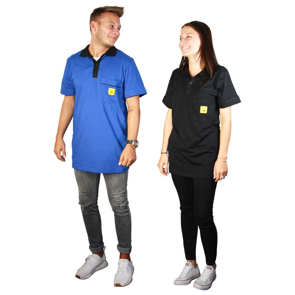 WETEC ESD-Polo-Shirt light, mit schwarzem Kragen, Größe 2XL, blau