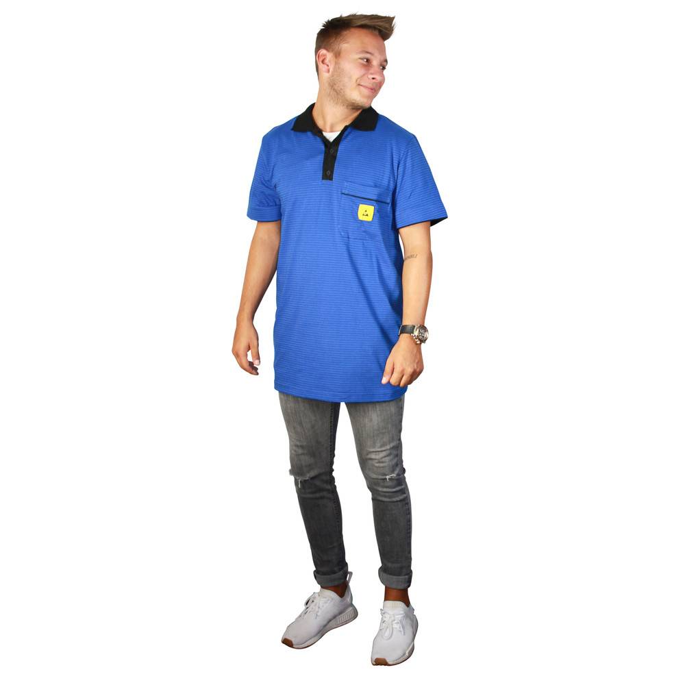 WETEC ESD-Polo-Shirt light, mit schwarzem Kragen, Größe 2XL, blau