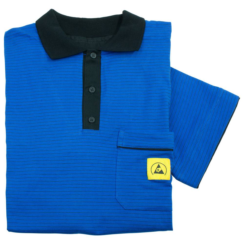 WETEC ESD-Polo-Shirt light, mit schwarzem Kragen, Größe 3XL, blau