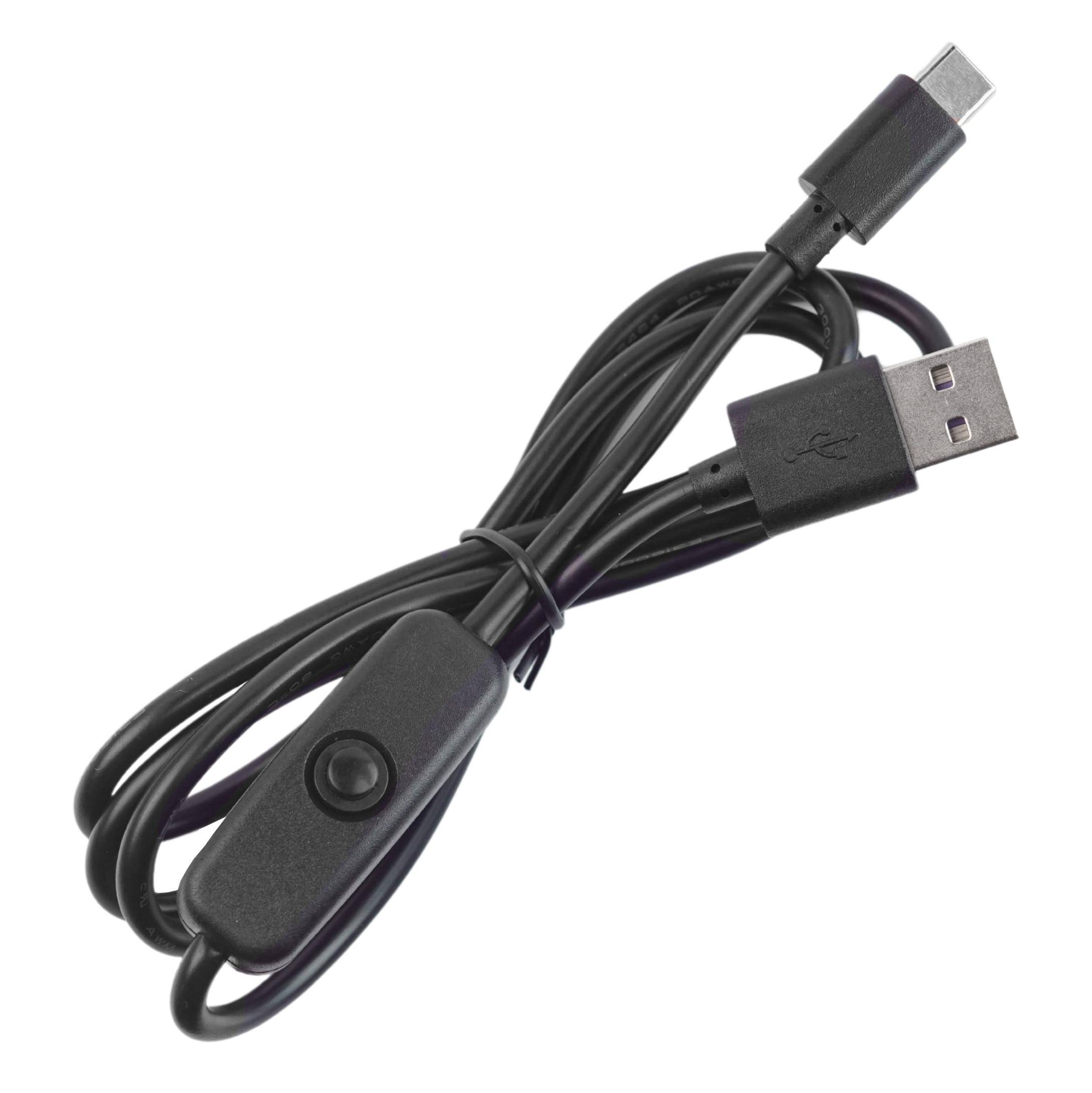 USB DC-Kabel mit Schalter A Stecker - USB Typ C Stecker 1,0m schwarz