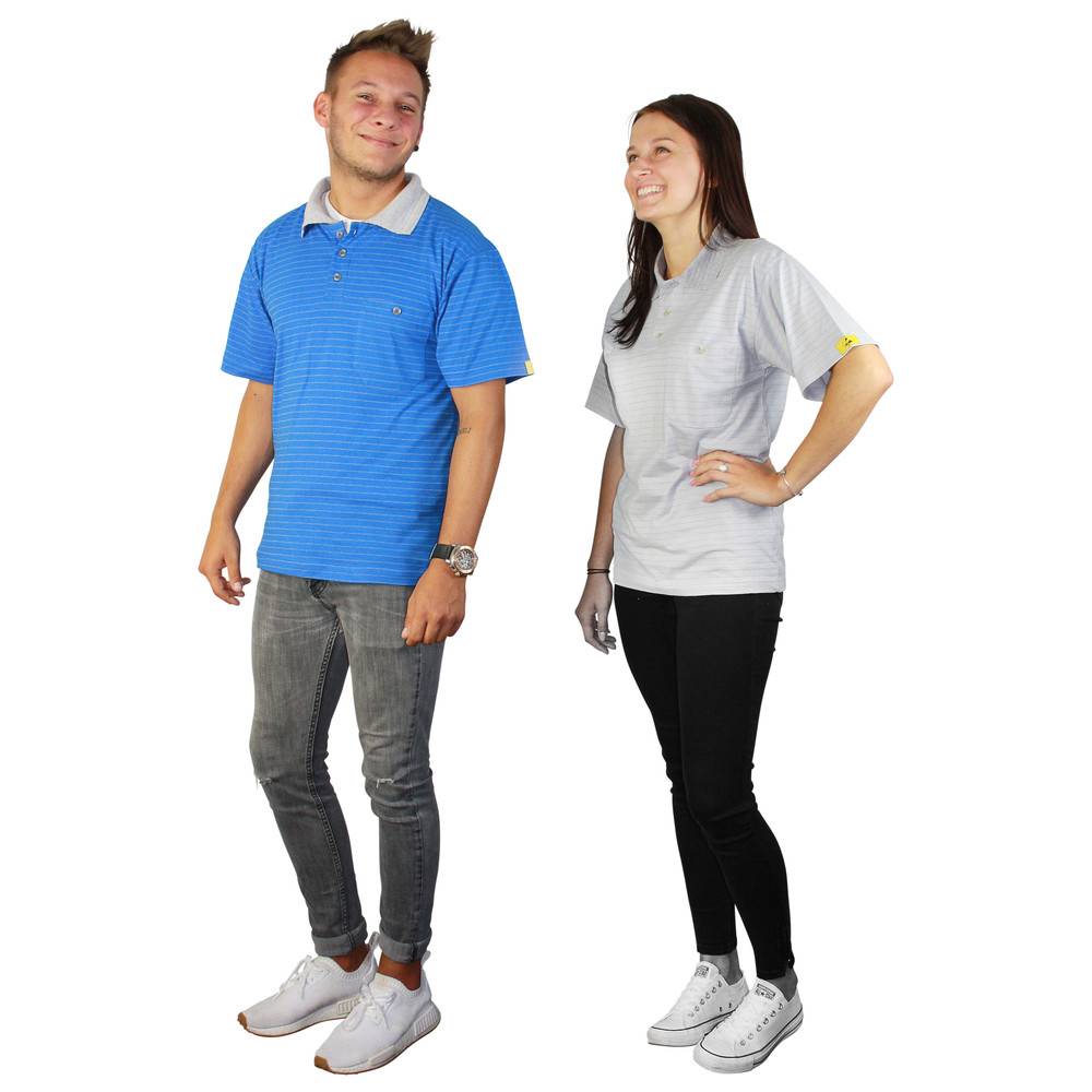WETEC ESD-Polo-Shirt, mit grauem Kragen, L, blau