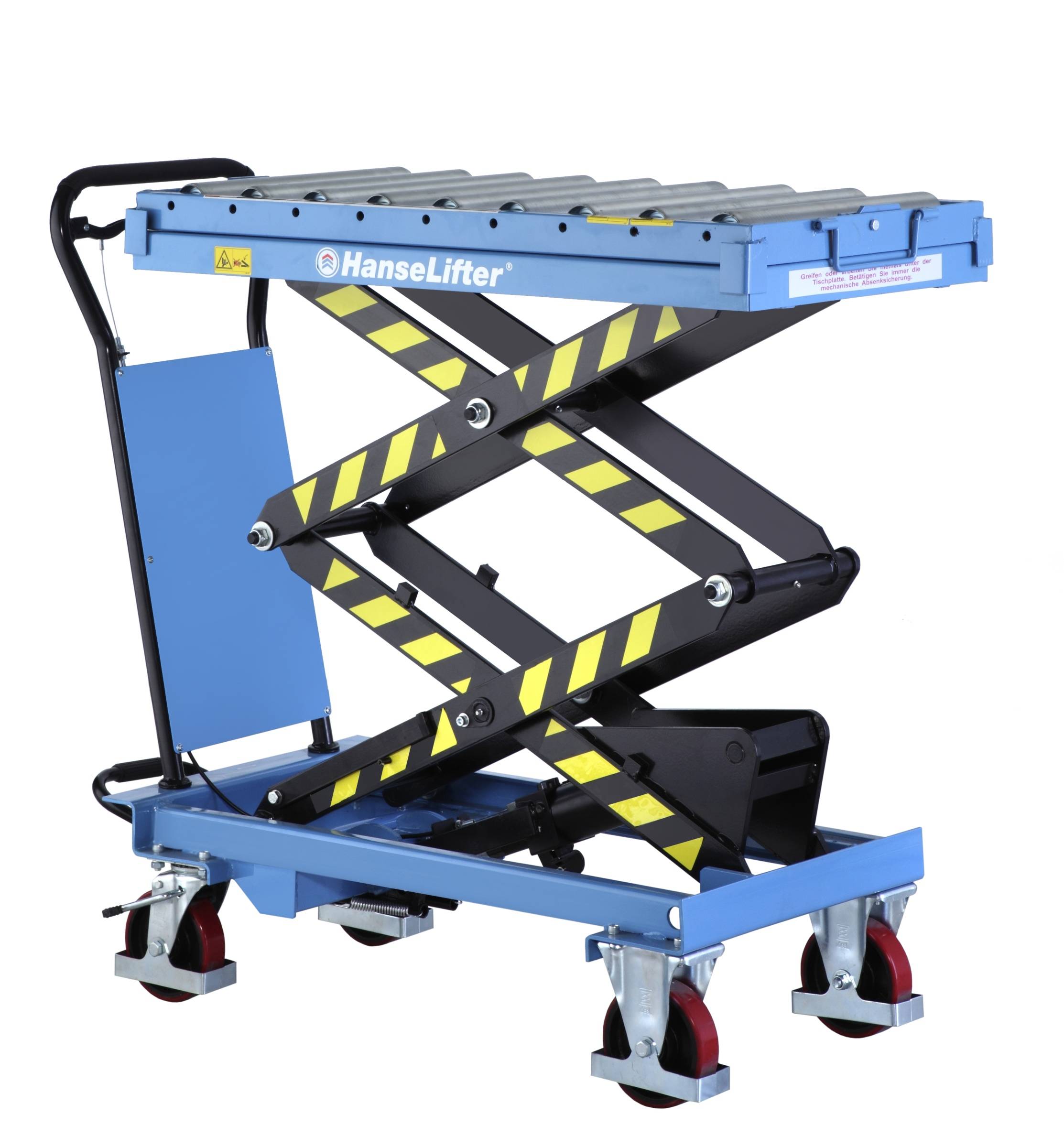 Hanselifter Hubtischwagen mit Rollenbahn SPSR300 Hubhöhe 1690mm Tragkraft 300kg