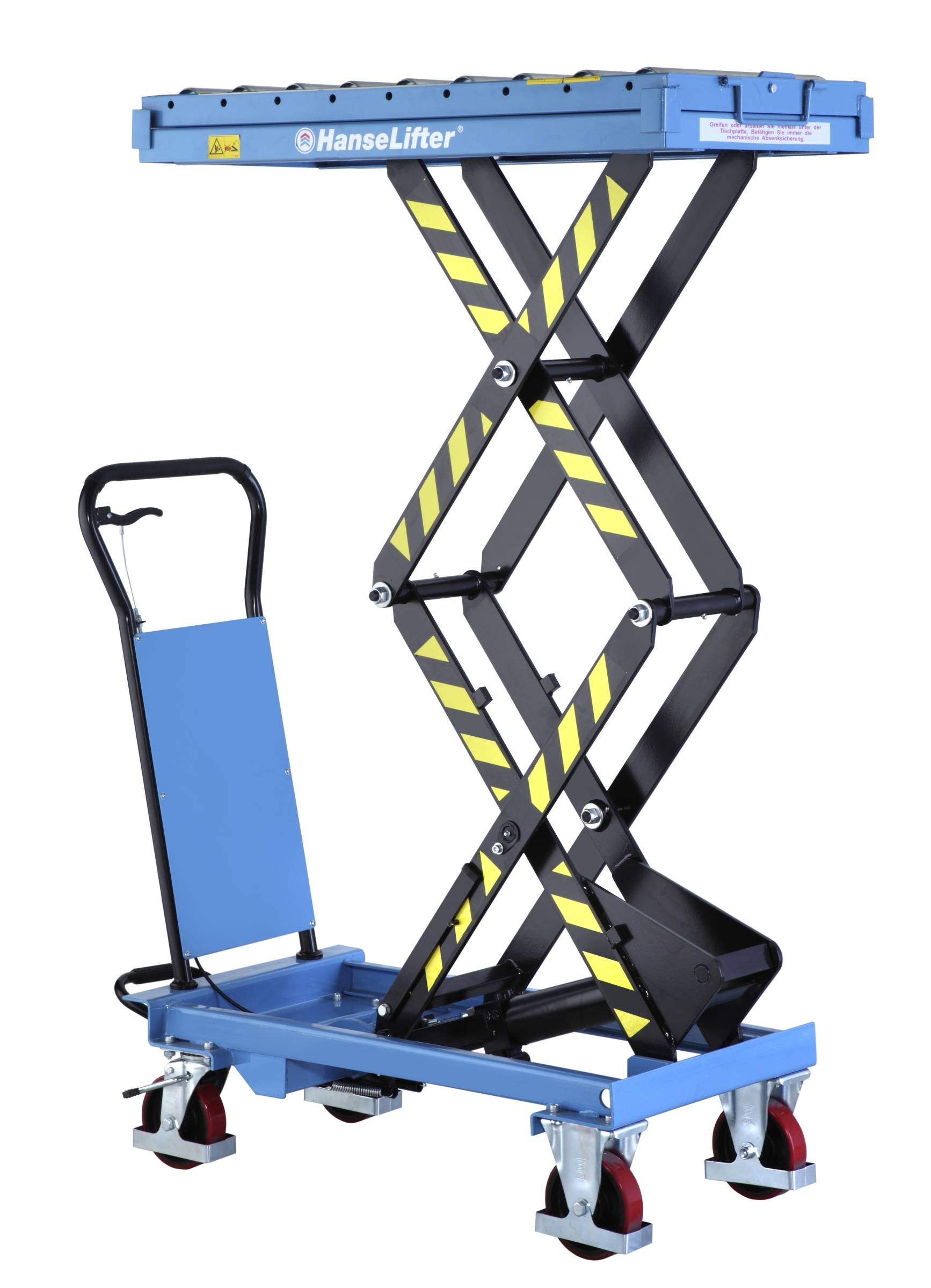 Hanselifter Hubtischwagen mit Rollenbahn SPSR300 Hubhöhe 1690mm Tragkraft 300kg