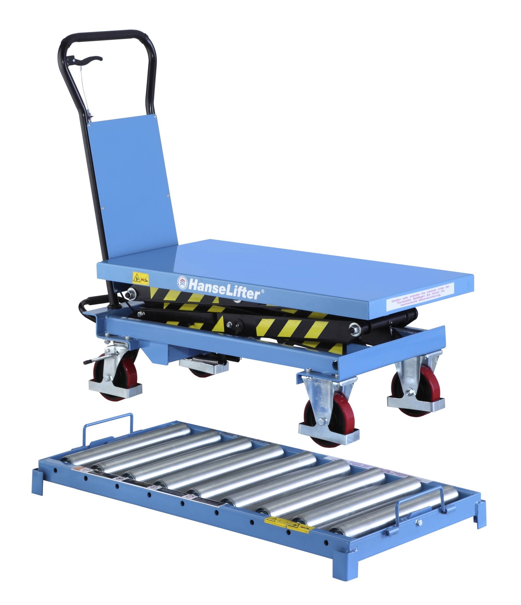 Hanselifter Hubtischwagen mit Rollenbahn SPSR300 Hubhöhe 1690mm Tragkraft 300kg