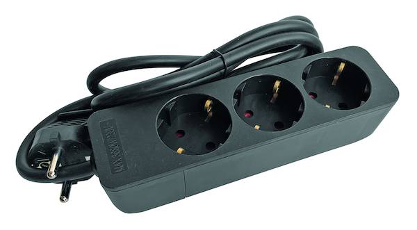 PTSD3s Tischsteckdose 3f o. Schalter sw