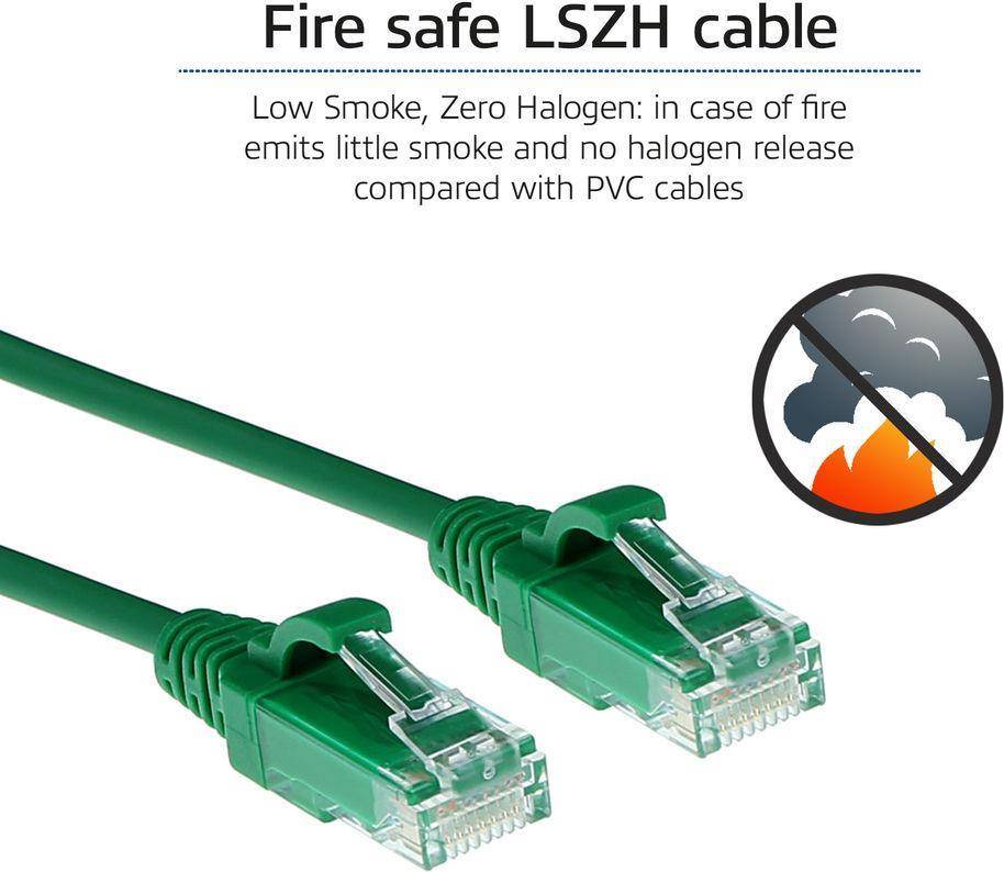 ACT Green 7 meter LSZH U/UTP CAT6 datacenter slimline patch cable snagless with RJ45 connectors (DC9707)