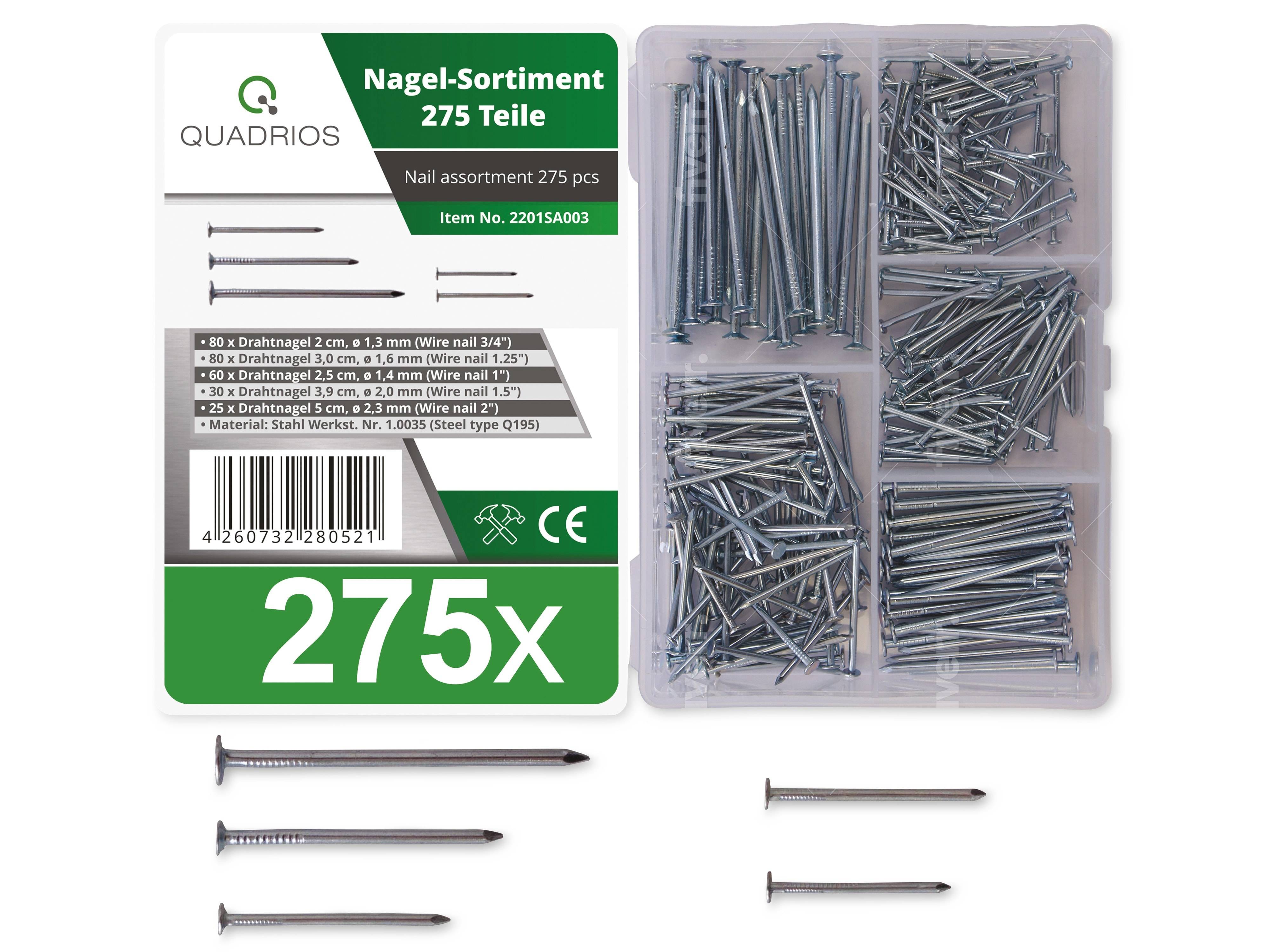 QUADRIOS Stahl-Nagel-Sortiment 2201SA003, 275 Stück