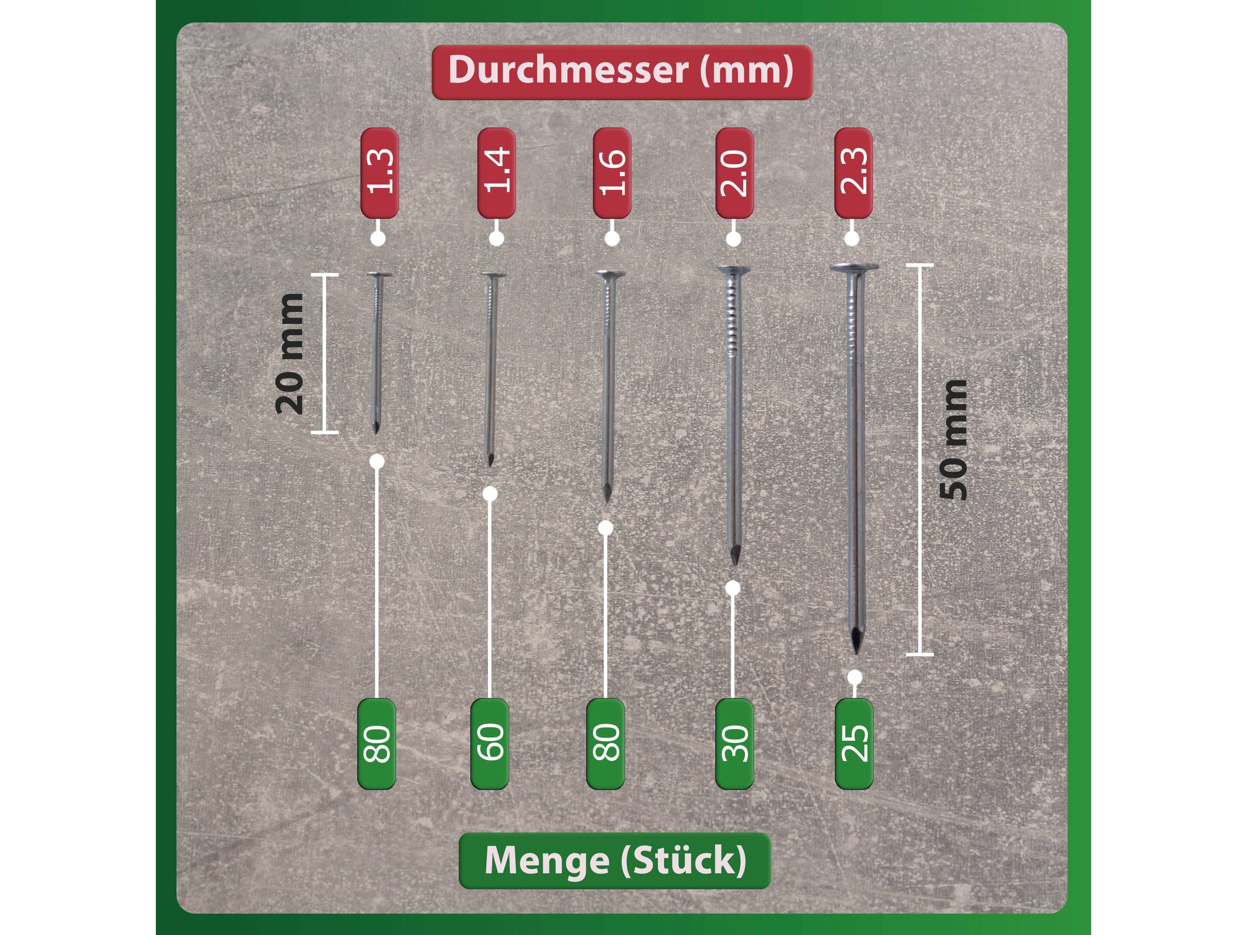 QUADRIOS Stahl-Nagel-Sortiment 2201SA003, 275 Stück