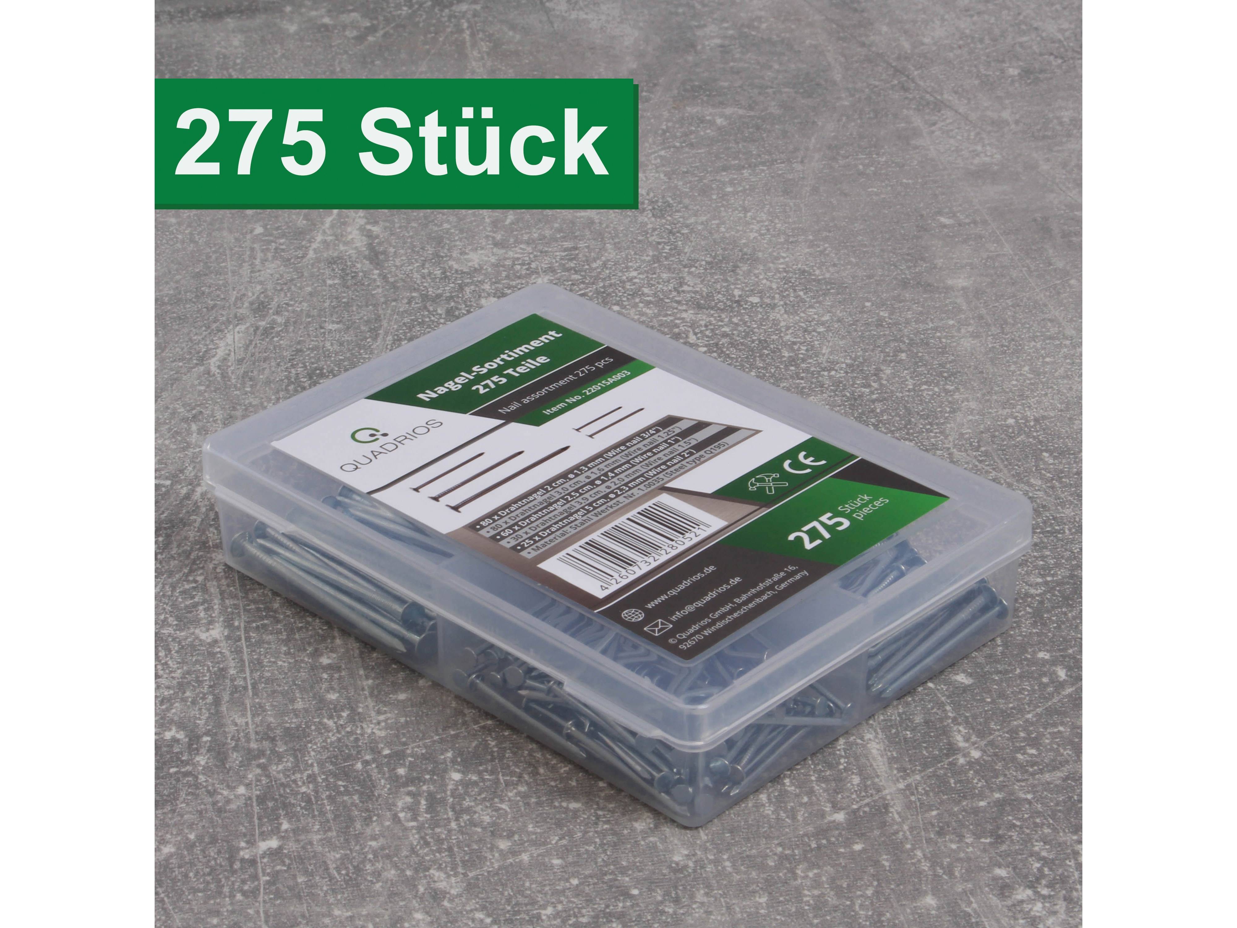 QUADRIOS Stahl-Nagel-Sortiment 2201SA003, 275 Stück