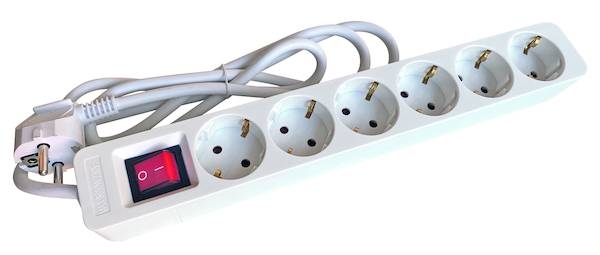 PTSD6w Tischsteckdose 6f m. Schalter ws