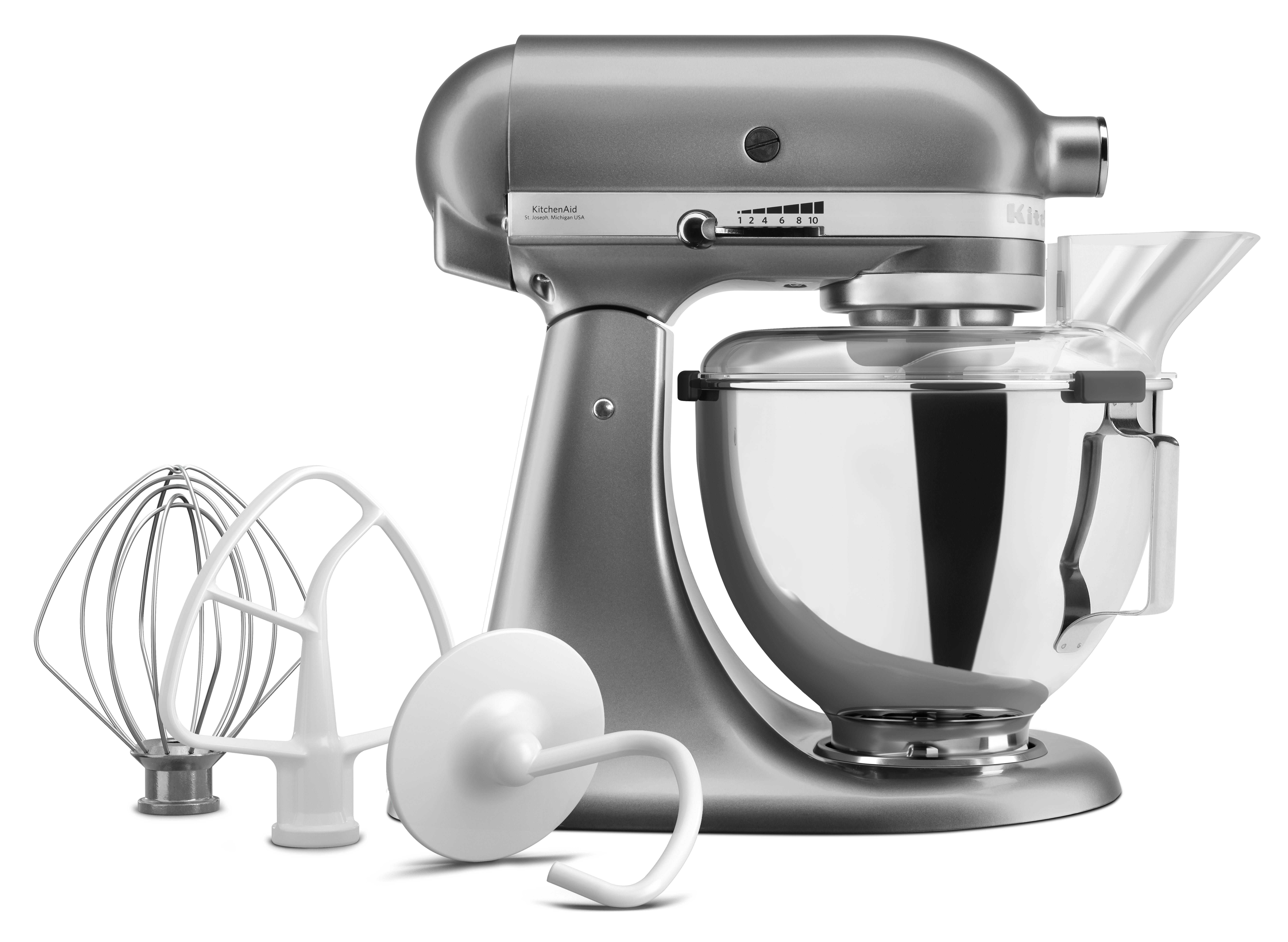 KitchenAid 5KSM95PSECU, 4,3 l, Silber, Leiter, 220 RPM, Schlagen, Mixen, 1,143 m