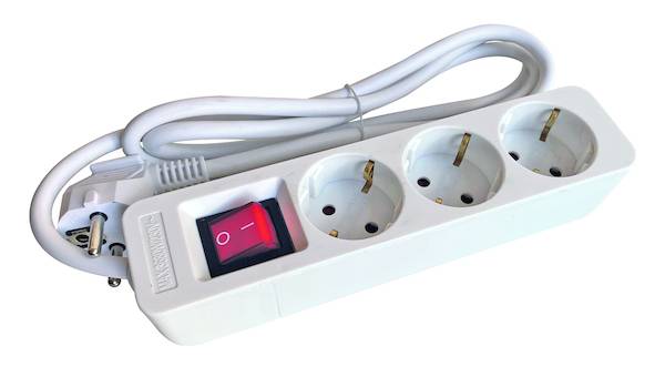 PTSDS3w Tischsteckdse 3f m. Schalter ws