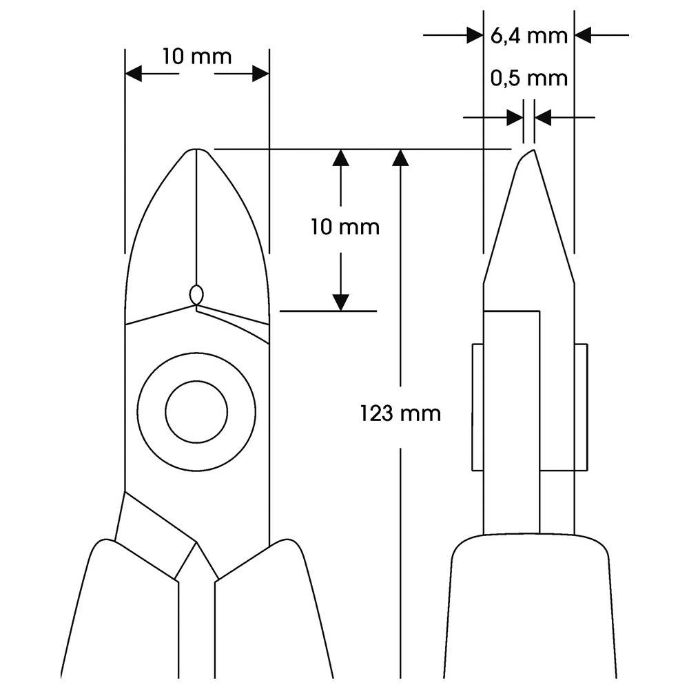 WETEC PRO Seitenschneider, kleiner ovaler Kopf, kleine Wate