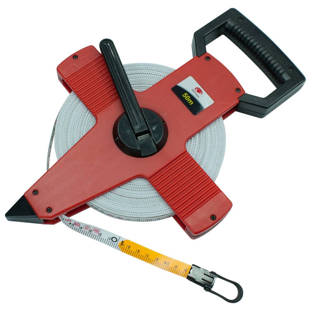 Dönges Glasfaserbandmaß mit Haken, 50 m, Bandbreite 13 mm