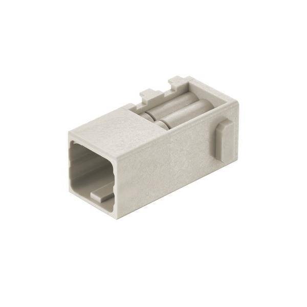 Eine 1-Port-Unterputzdose, lichtgrau, mit einem einfachen rechteckigen Design, vorgesehen zur Aufnahme von Netzwerk- oder elektrischen Anschlüssen.