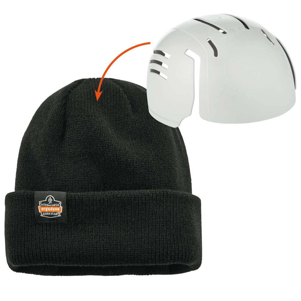 Ergodyne Feinstrickmütze N-Ferno 6811ZI, mit Anstoßkappe, schwarz